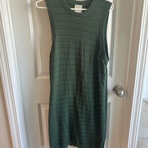 Varley Ribbed Knit Midi Dress in Forest Green